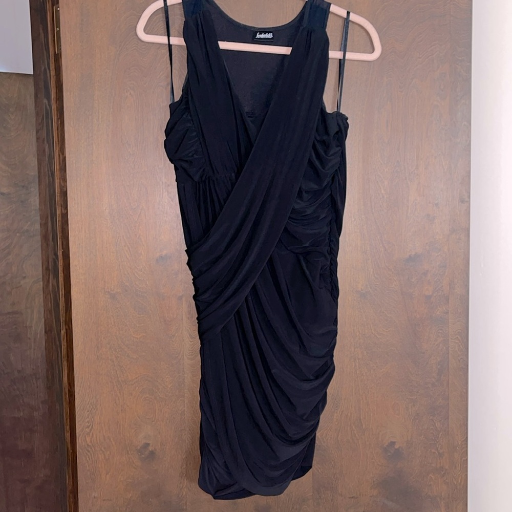 Frederick’s of Hollywood Black Ruched Draped Bodycon Cocktail Dress Women’s XL